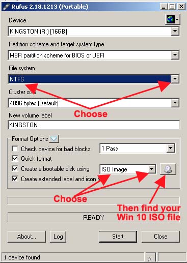 Rufus the USB formatting and install tool