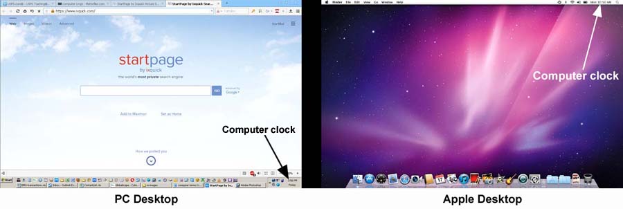 clocks on PCs and Macs